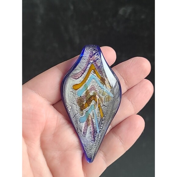 Multicolored Glass Leaf Shaped Pendant - Picture 3 of 10